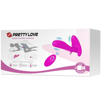 Massaggiatore e vibratore Pretty Love con telecomando, 12 modalità di vibrazione, colore viola, design ergonomico.