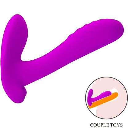 Massaggiatore e vibratore Pretty Love con 12 vibrazioni e telecomando, colore viola, in uso.