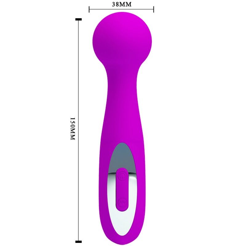 Massaggiatore ricaricabile Pretty Love Wade con 12 funzioni, mostra i testine rotanti e il design ergonomico in dettaglio.