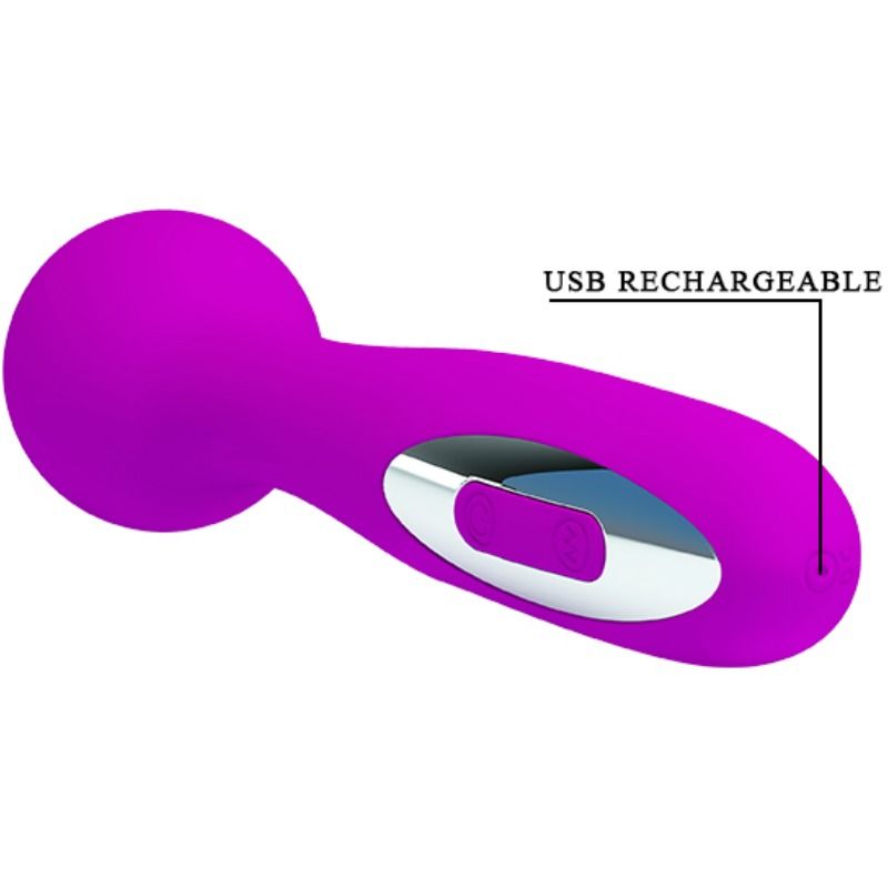 Massaggiatore ricaricabile Pretty Love Wade con 12 funzioni, display e impugnatura ergonomica, nero, per massaggi rilassanti.