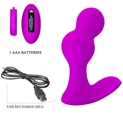 Massaggiatore vibratore anale Pretty Love Terrance con telecomando, design ergonomico e funzione di vibrazione per piacere intenso