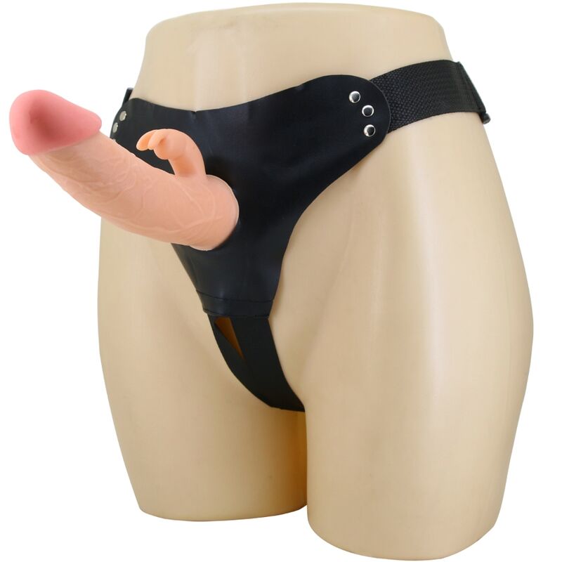 Imbracatura universale Pretty Love Mavis con dildo naturale da 19 cm, mostrata in primo piano.