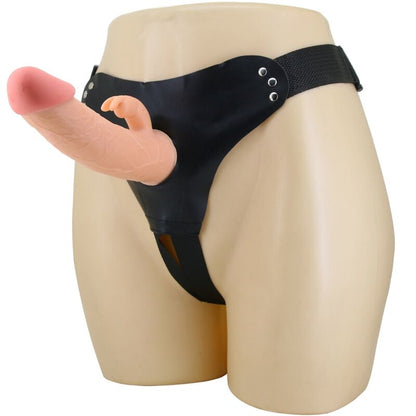 Imbracatura universale Pretty Love Mavis con dildo naturale da 19 cm, mostrata in primo piano.