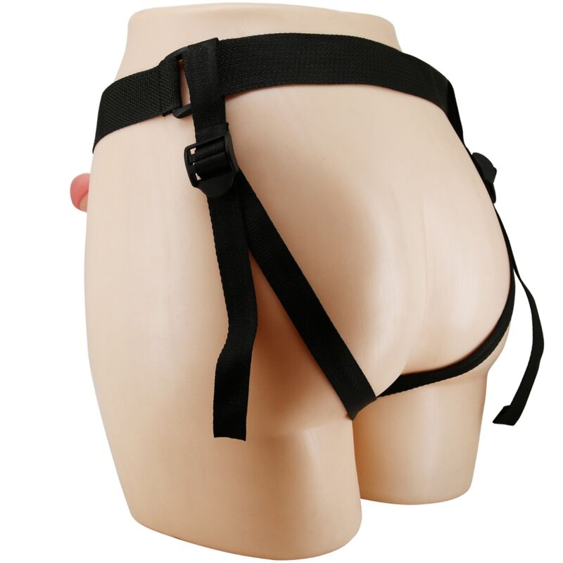 Imbracatura universale Pretty Love Mavis con dildo naturale da 19 cm, mostrato su sfondo neutro.