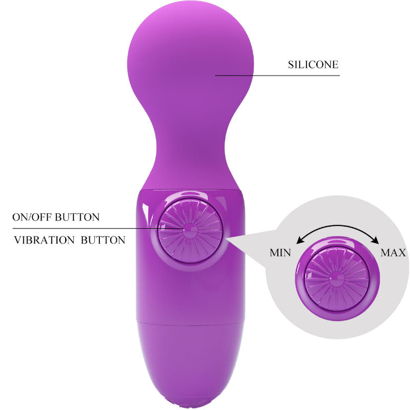 Mini massaggiatore personale Pretty Love di colore viola, dispositivo compatto e portatile per il relax e il benessere.