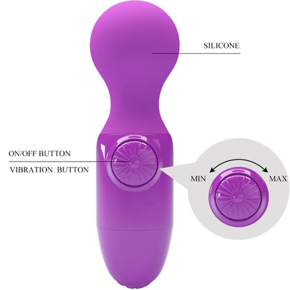 Mini massaggiatore personale Pretty Love di colore viola, dispositivo compatto e portatile per il relax e il benessere.