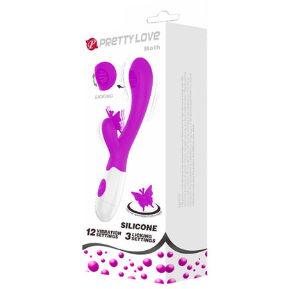 Vibrante vibratore lilla PRETTY LOVE Moth Licking con design dettagliato e superficie liscia, ideale per stimolazione e piacere.