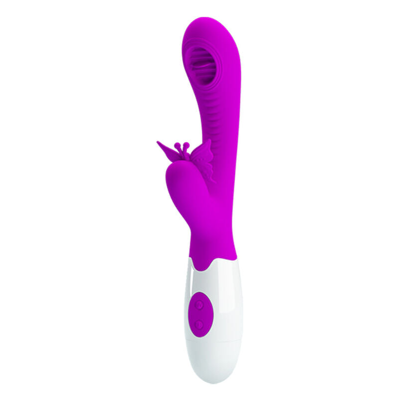 Vibrante dildo lilla PRETTY LOVE Moth Licking, design dettagliato e realistico, ideale per stimolazione e piacere personale.