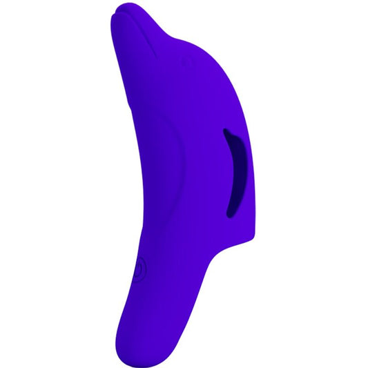 Stimolatore delle dita Pretty Love Delphini blu scuro, piccolo e potente, con superficie liscia e design ergonomico.