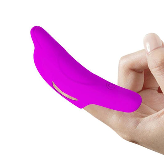 Stimolatore delle dita Pretty Love Delphini viola, piccolo e potente, ideale per stimolazione precisa e piacevole.