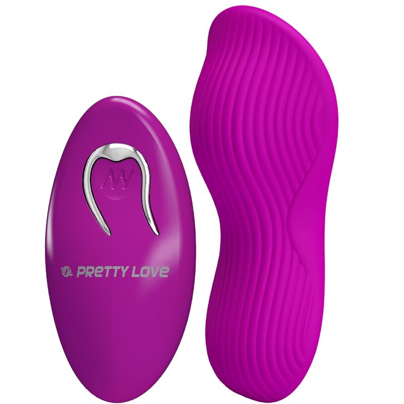Stimolatore clitorideo Pretty Love Romario rosa con telecomando lay-on, design compatto e color rosa vibrante.