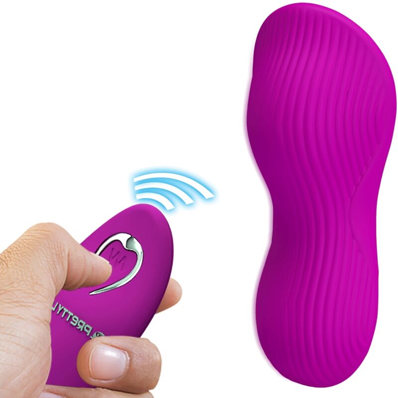 Stimolatore clitorideo lay-on rosa PRETTY LOVE Romario con telecomando, design compatto e confortevole per massaggi intimi.