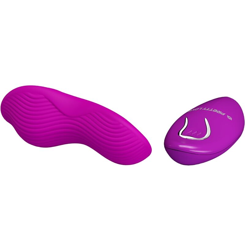 Stimolatore clitorideo Pretty Love Romario rosa con telecomando lay-on, design compatto e color rosa vibrante.