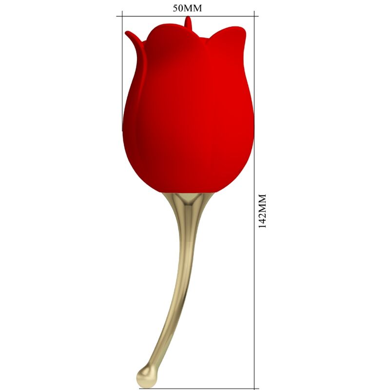 Stimolatore clitorideo Pretty Love Rose Lover con 12 vibrazioni, colore rosso, design elegante e dettagli raffinati.