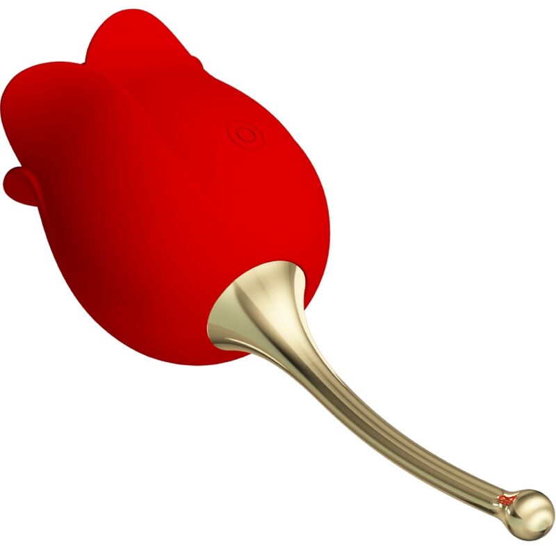 Stimolatore clitorideo Pretty Love Rose Lover rosso con 12 vibrazioni, design elegante e compatto, per piacere e benessere femminile.