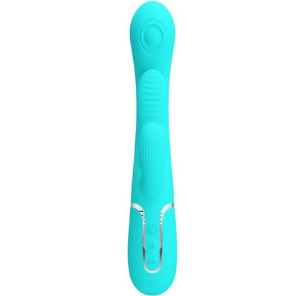 Vibratore multifunzione Pretty Love Shania Triple Rabbit blu con tre modalità di stimolazione.