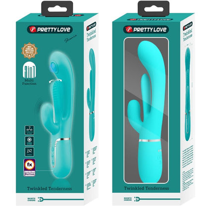 Vibratore multifunzione 3 in 1 PRETTY LOVE Shania Triple Rabbit in colore blu, con design ergonomico e stimolazione versatile