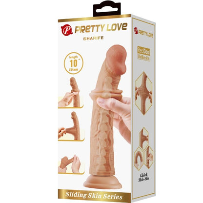 Dildo realistico PRETTY LOVE Sharife, lunghezza 25 cm, colore carne, con dettagli realistici, ideale per piacere personale.