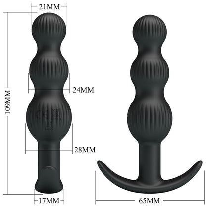 Vibratore anale nero PRETTY LOVE Sidney con 10 modalità di vibrazione, design elegante e compatto.