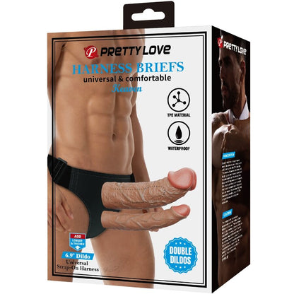 Imbracatura universale Pretty Love Slip Keaven con doppio dildo e design comodo, ideale per giochi intimi e sensazioni intense.