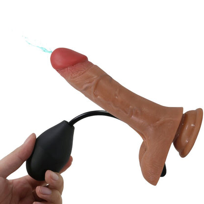 Slip universale PRETTY LOVE con dildo vibrante e squirting, colore mulato, lunghezza 15,5 cm, per piacere e stimolazione.