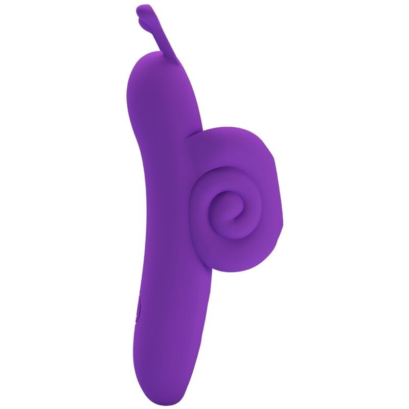 Stimolatore delle dita PRETTY LOVE SNAIL potente di colore viola, design compatto e ergonomico per il piacere personale.
