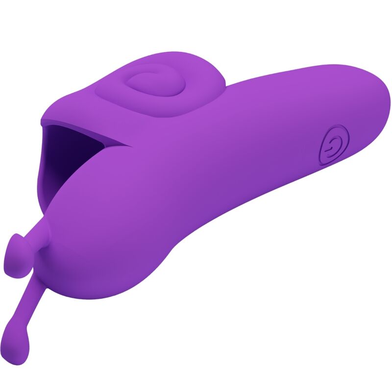 Stimolatore delle dita Pretty Love Snail potente, colore viola, con design ergonomico e superficie liscia.