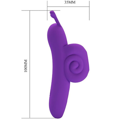 Stimolatore delle dita Pretty Love Snail potente e viola, con design compatto e morbido per piacere personale.