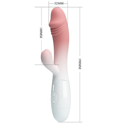 Vibratore rabbit rosa PRETTY LOVE Snappy con 30 vibrazioni, design elegante e dettagli realistici per sensazioni intense.