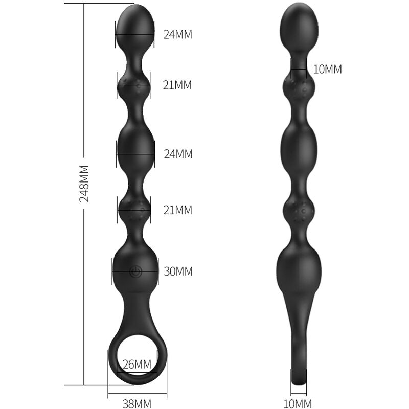 Balle anali PRETTY LOVE VAN in silicone con 10 vibrazioni, design ricaricabile, morbide e sicure per il piacere.