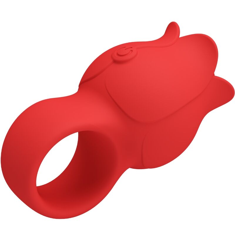 Vibratore a dita a forma di rosa PRETTY LOVE JAE con 10 modalità di vibrazione, colore rosso, dettaglio del prodotto.