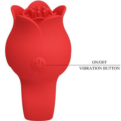Vibratore a dita a forma di rosa PRETTY LOVE JAE con 10 vibrazioni, colore rosso, dettagli realistici e design elegante