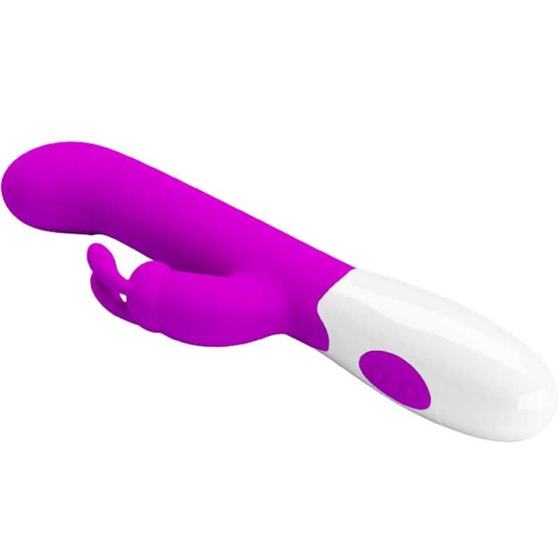 Vibratore Centaur coniglio viola di PRETTY LOVE con 30 modalità di vibrazione, dotato di design ergonomico e dettagli colorati.