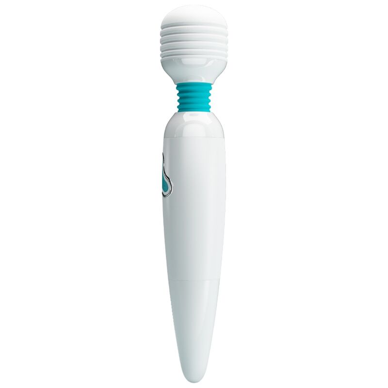 Vibratore Cloud Wand PRETTY LOVE bianco con 7 vibrazioni, design ergonomico e morbido materiale in dettaglio.