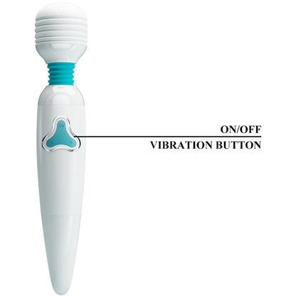 Vibratore Cloud Wand Pretty Love bianco con 7 modalità di vibrazione, design ergonomico e superficie liscia.