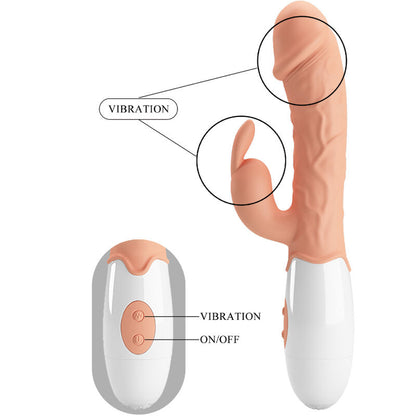 Vibratore coniglio pasquale PRETTY LOVE con stimolatore, design colorato e dettagli realistici, ideale per piacere e stimolazione.