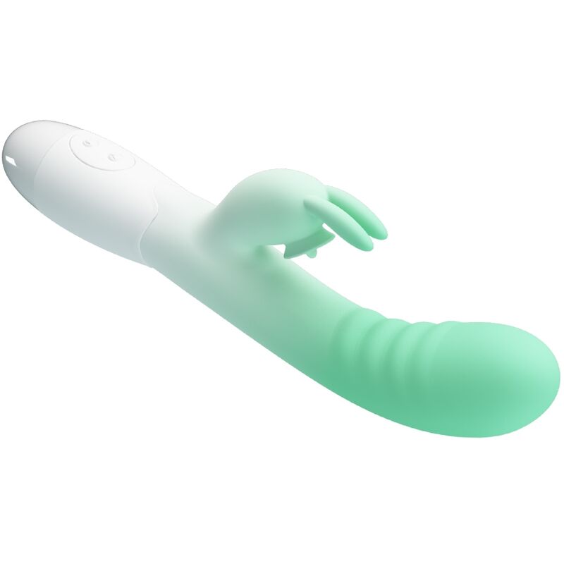 Vibratore coniglio Cerberus PRETTY LOVE verde con 3 modalità di vibrazione, design ergonomico e dettagli realistici.