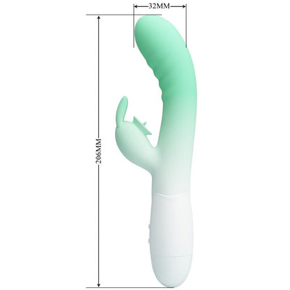 Vibratore coniglio verde PRETTY LOVE CERBERUS con 3 modalità di vibrazione, dettagli realistici e design ergonomico.