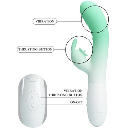 Vibratore coniglio verde PRETTY LOVE CERBERUS con 3 modalità di vibrazione, design ergonomico e dettagli realistici.