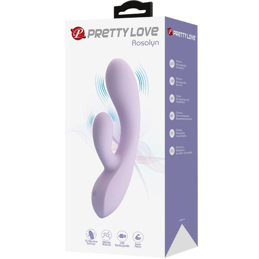 Vibratore coniglio Viola PRETTY LOVE Rosolyn con 10 vibrazioni, dettagli realistici e design elegante.