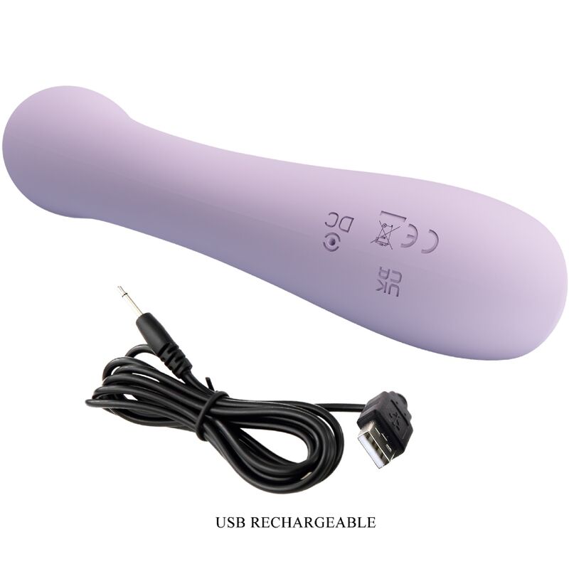 Vibratore coniglio PRETTY LOVE Rosolyn viola con 10 modalità di vibrazione, design ergonomico e dettagli colorati.