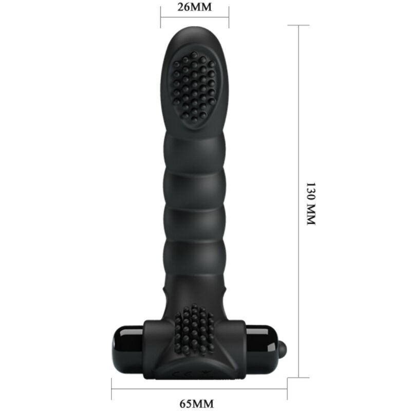 Vibratore da dita PRETTY LOVE Alexander nero con 10 modalità di vibrazione, design compatto e ergonomico.