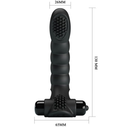 Vibratore da dita PRETTY LOVE Alexander nero con 10 modalità di vibrazione, design compatto e ergonomico.
