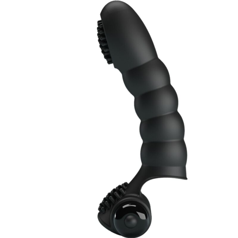 Vibratore da dita PRETTY LOVE Alexander nero con 10 modalità di vibrazione, piccolo e discreto, ideale per uso personale.
