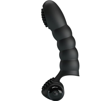 Vibratore da dita PRETTY LOVE Alexander nero con 10 modalità di vibrazione, piccolo e discreto, ideale per uso personale.