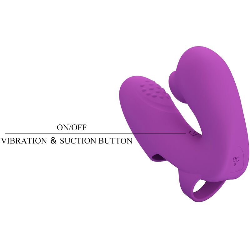 Vibratore da dita PRETTY LOVE Athena con stimolatore clitorideo viola, piccolo e ergonomico per piacere personale.