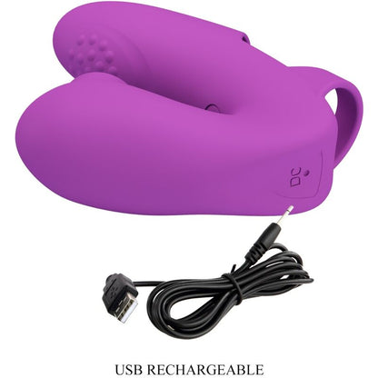 Vibratore da dita PRETTY LOVE Athena con stimolatore clitorideo viola, compatto e ergonomico, ideale per stimolazione precisa.