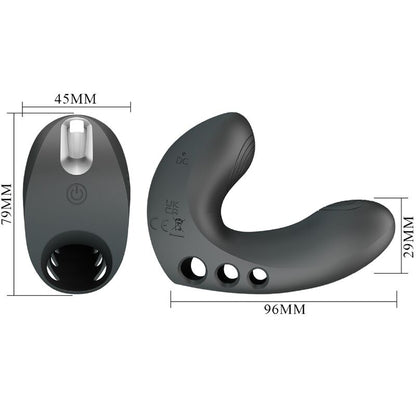 Vibratore da dita PRETTY LOVE Camelias nero con 7 modalità di vibrazione, piccolo e discreto, ideale per stimolazione precisa.