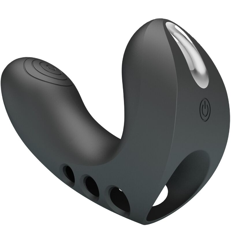 Vibratore da dita PRETTY LOVE Camelìa nero con 7 modalità di vibrazione, design compatto e dettagli realistici.