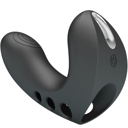 Vibratore da dita PRETTY LOVE Camelìa nero con 7 modalità di vibrazione, design compatto e dettagli realistici.